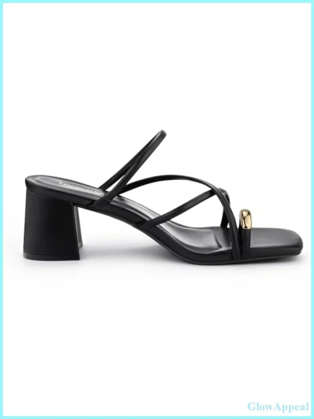 Women's Strappy Block Heel Sandals Square Toe Mules Slip On Faux Leather